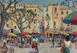 Street Market, Nice by Jaop Nefkens, oil on canvas, sold Feb 2022
