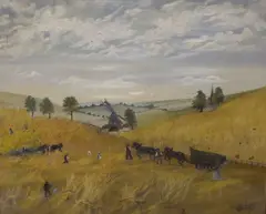 “Amish farming settlement’ by William Baker, oil on canvas, sold Feb 2022