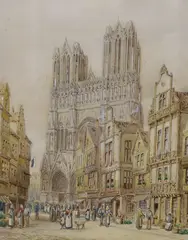 Rheims Cathedral by Henry Thomas Schafer, watercolour, sold Feb 2022