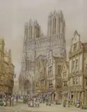 Rheims Cathedral by Henry Thomas Schafer, watercolour, sold Feb 2022