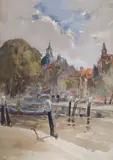 The Harbour Mouth, Dordrecht by Louis Burleigh Bruhl, watercolour, sold Feb 2022