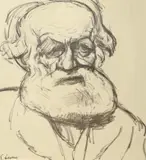 Portrait of a bearded man by Emmauel Levy, ink on paper, offered Feb 2022