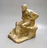 Sigmund Freud, a painted terracotta maquette by Oscar Nemon, sculpture, sold Feb 2022
