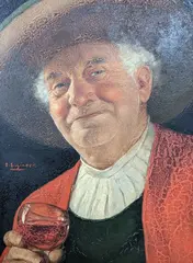 Austrian gentleman with a glass of wine by Erwin Eichinger, oil on panel, sold Feb 2022