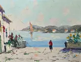 An Italian lakeside by Marc Ottee, oil on canvas, sold Feb 2022