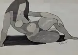 Seated nude by Sidney d'Horne Shepherd, ink and watercolour, sold Feb 2022