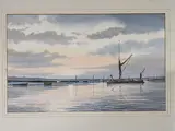 Sunset off Queensborough by Alan Whitehead, watercolour, offered Feb 2022