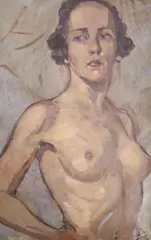 Female nude, 42 x 27cm by Ellis Silas, oil on canvas, sold Jan 2022