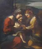 Virgin and child with attendant by Luigi Bigazzi, 1877, oil on canvas, sold Jan 2022