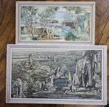 Coastal scene and Figures in a landscape by Gerald Meares, oil, sold Jan 2022