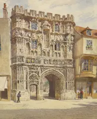 Medieval gateway by William Harding Smith, watercolour, sold Jan 2022