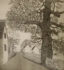 Bradle Farm by Francis Robert Kelly, etching, sold Jan 2022