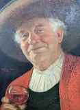 Austrian gentleman with a glass of wine by Erwin Eichinger, oil on panel, sold Jan 2022