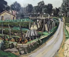La Route de la Cherie by Michel Dureuil, oil on canvas, sold Jan 2022