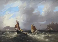 Fishing boats off the coast by F. Calvert, 1831, oil on canvas, sold Jan 2022
