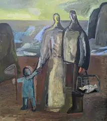 The Fisherman's Family I by Davina Jackson, 2002, oil on canvas, sold Jan 2022