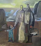 The Fisherman's Family I by Davina Jackson, 2002, oil on canvas, sold Jan 2022