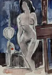 Standing female nude, 27 x 19cm by Sidney d'Horne Shepherd, watercolour, sold Jan 2022