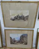 Flemish cathedral town scenes, one signed, 33 x 49cm and 24 x 41cm by Paul Marny, watercolor, sold Jan 2022