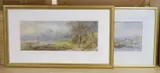 River landscape with barge and cattle beside a loch by Cornelius Pearson, 1864, watercolor, sold Jan 2022
