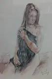 Seated model by Franco Matania, pastel, sold Jan 2022