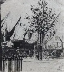 Luna Street by Théodore Roussel, etching, sold Jan 2022