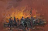 Crusaders on horseback by Ben Maile, oil on board, sold Jan 2022