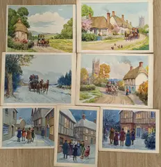 Seven watercolours by Savile Lumley, watercolor, sold Jan 2022