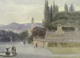 The Barboli Gardens, Pitti by George Samuel Elgood, watercolour, sold Jan 2022