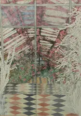 Tiled Greenhouse by Olwen Jones, watercolour, sold Jan 2022