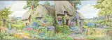 In An Old World Garden' & Cottage with garden by Theresa S. Stannard, watercolor, sold Jan 2022