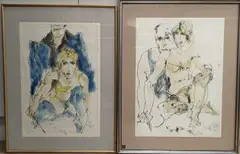 Figure studies by Inge Clayton, watercolour, sold Jan 2022