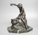 Green marble plinth by Lucy Gwendolen Williams, bronze, sold Jan 2022