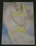 A group of 10 Unframed sketches of mostly male nudes by Steve Rush, mixed media, sold Aug 2023