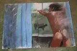 A group of 7 Unframed sketches of mostly male nudes by Steve Rush, mixed media, sold Aug 2023