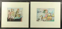 Beirut Taxi by Günther Temech, watercolour and pen, offered Aug 2023