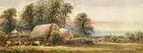 British, a pair of watercolour paintings of Surrey farms, one titled 'Near Milford, Surrey by James Orrock, 1893, watercolour, sold Aug 2023