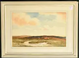 British, cattle grazing on a moorland landscape by Wycliffe Egginton, watercolour, offered Aug 2023