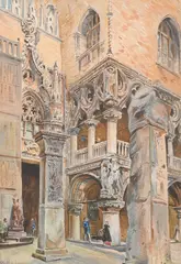 British, a pair of chromolithographs, one of a church interior and one of a church exterior by John Fulleylove, print (other), offered Aug 2023