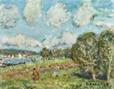 Seine en Amont de St Mammes, 1963 by Georges Bousquet, oil on canvas, sold Jul 2023