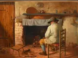 The Old Batchelor by Cranbrook Colony, oil on panel, sold Jul 2023