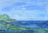 French, A coastal inlet with trees and a sandy beach by Antoine Vit, mixed media, sold Jul 2023