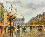 Figures by G. De Luca, oil on canvas, sold Jul 2023