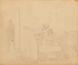 A Visitor by Thomas Rowlandson, ink, sold Jul 2023