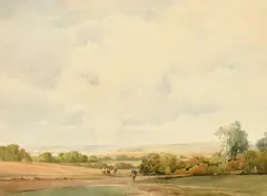 Sussex Downs by Charles Harrington, watercolour, sold Jul 2023