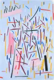 Untitled abstract in pink, crimson, yellow, brown, white, blue, red and black by Andrew Southall, sculpture, sold Jul 2023
