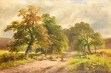 A Lane Near Weston on Trent, Derbyshire by George Turner, oil on canvas, sold May 2023