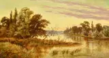 Streatley on Thames, Evening by E. Lancaster Hooper, oil on canvas, sold May 2023