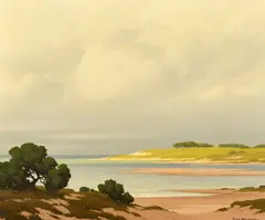 Dunes Dans Le Nord, Apres L'Orage by Pierre de Clausade, oil on canvas, sold May 2023