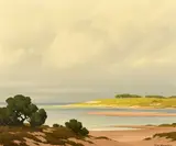 Dunes Dans Le Nord, Apres L'Orage by Pierre de Clausade, oil on canvas, sold May 2023